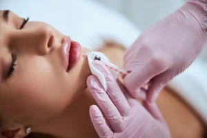 a woman getting botox injection
