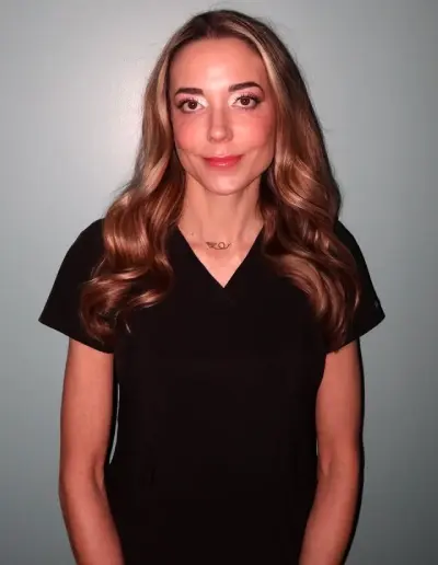 a woman in a black shirt