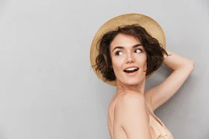 a woman wearing a hat